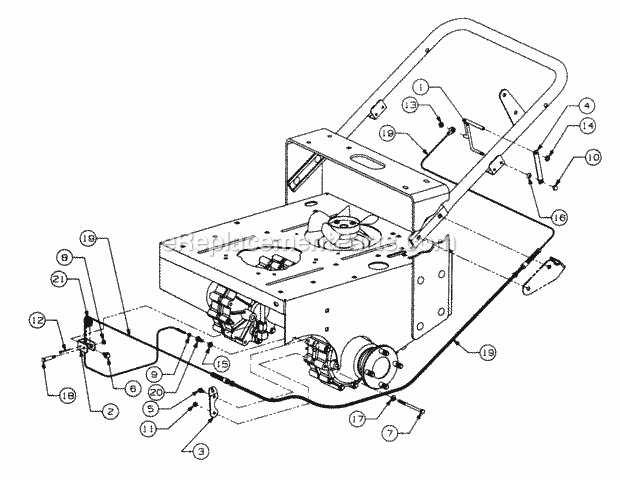 Transmission Manual Release Cable Diagram and Parts List for 5416R 457900-460859, 553C562K100, 554C562K100 Cub Cadet Lawn Mower